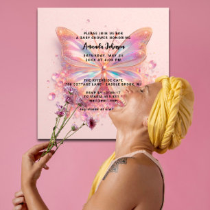Baby Shower Butterfly GirlPink Crystals Diamond Invitation