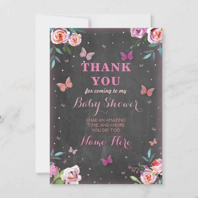 Baby Shower Butterfly Thank you Card (Front)