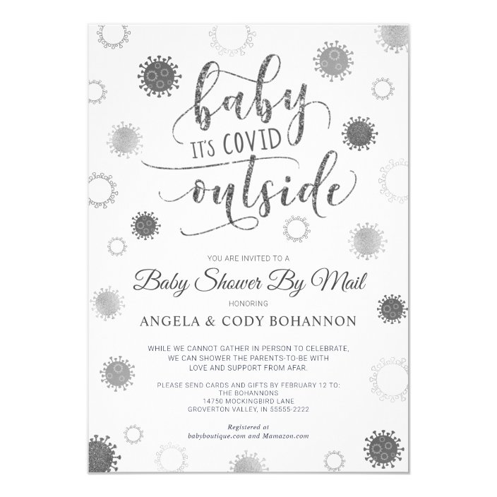 Baby Shower by Mail BABY ITS COVID OUTSIDE Silver Invitation