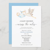 Baby Shower by Mail Blue Stork Invitation (Front/Back)