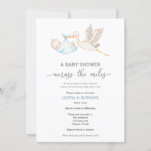 Baby Shower by Mail Blue Stork Invitation