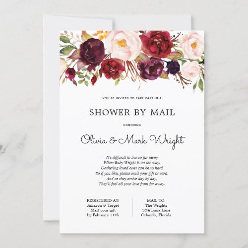 Baby Shower by Mail Burgundy Floral Invitation