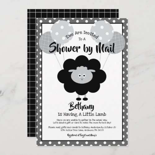 Baby Shower by Mail Chic Black  White Lamb Modern Invitation