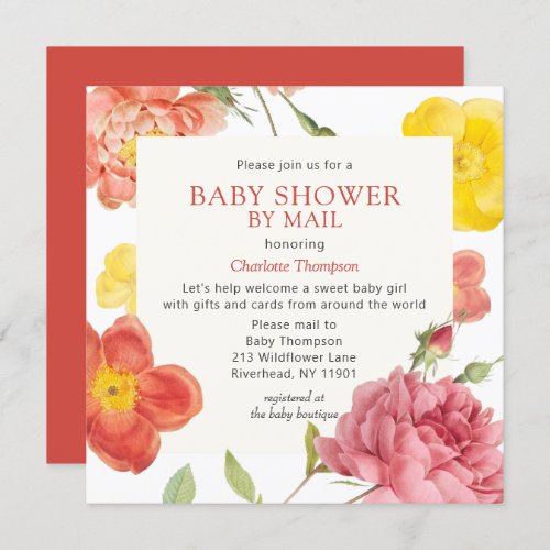 Baby Shower By Mail Colorful Floral Invitation