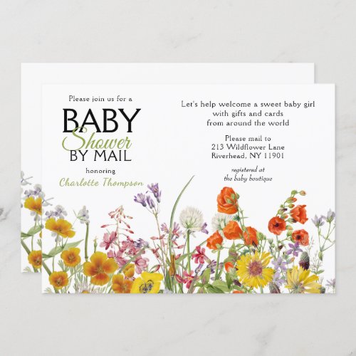 Baby Shower By Mail Colorful Wild Flowers Invitation