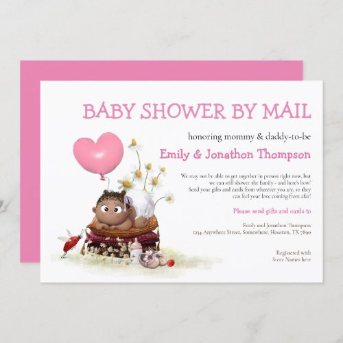 Baby Shower By Mail Cute Baby Girl Ladybird Daisy Invitation