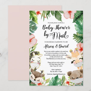 Baby Shower By Mail   Cute Masked Safari Friends Invitation