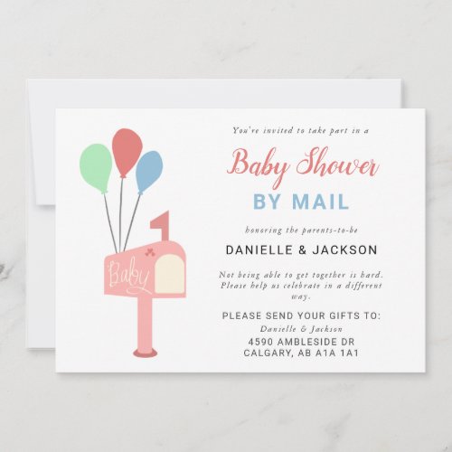 Baby Shower by Mail Cute Pastel Pink Mailbox Invitation