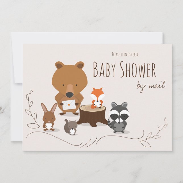 Baby Shower by Mail Cute Woodland Animals Invitation (Front)