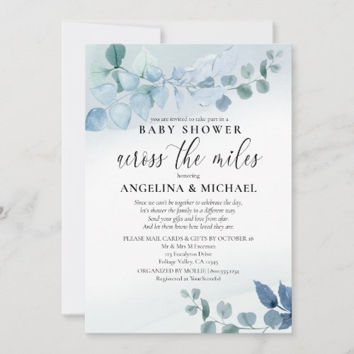 Baby Shower by Mail Dusty Eucalyptus Botanical Invitation