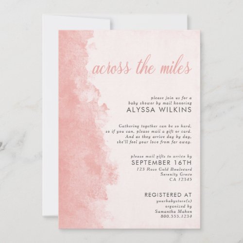 Baby Shower by Mail Elegant Ink Wash Pink Invitation