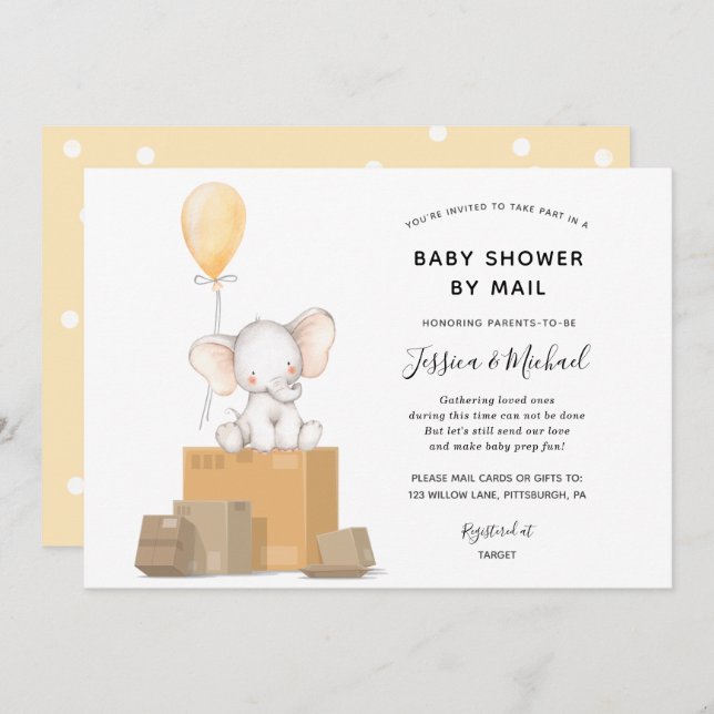 Baby Shower by Mail Elephant invitation (Front/Back)