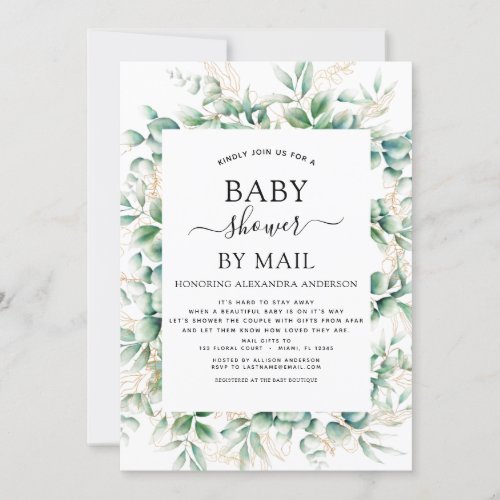 Baby Shower by Mail Eucalyptus Geometric Invitation