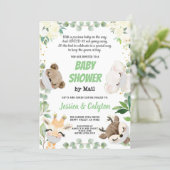 Baby Shower By Mail Gender Neutral Woodland Animal Invitation (Standing Front)