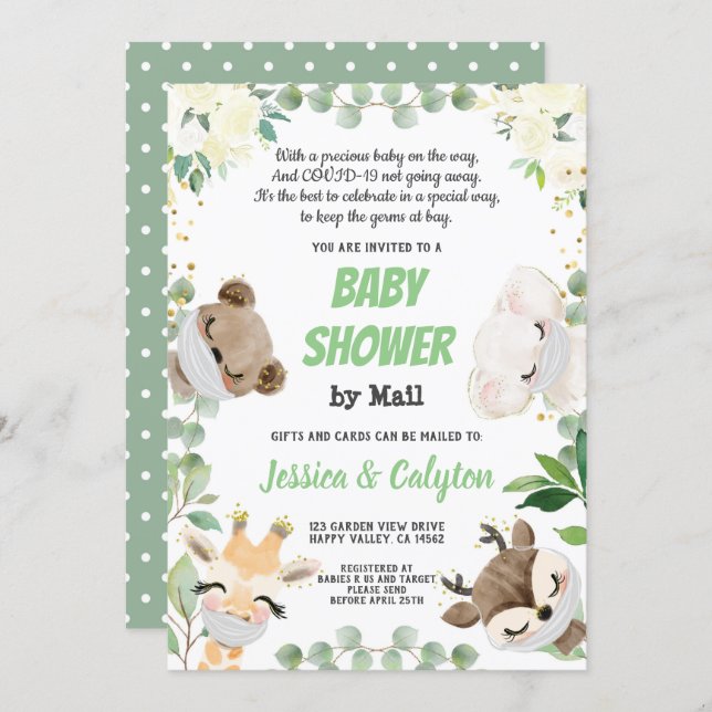 Baby Shower By Mail Gender Neutral Woodland Animal Invitation (Front/Back)