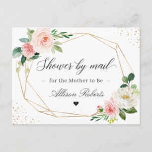 Baby Shower By Mail Geometric Blush Pink Floral Postcard