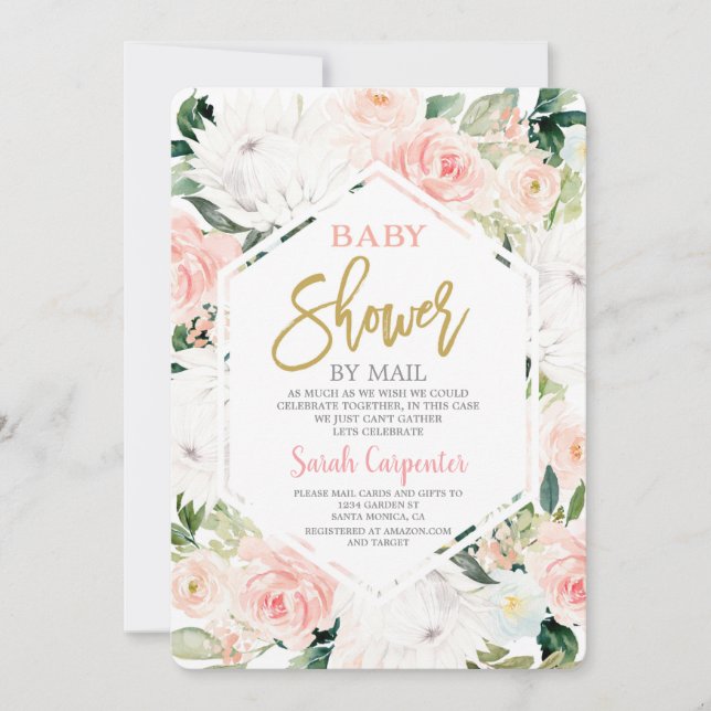 Baby shower by mail girl invitation (Front)