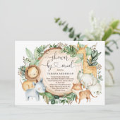 Baby Shower By Mail Greenery Safari Jungle Animals Invitation (Standing Front)