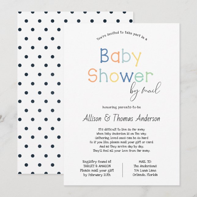 Baby Shower by Mail Invitation (Front/Back)