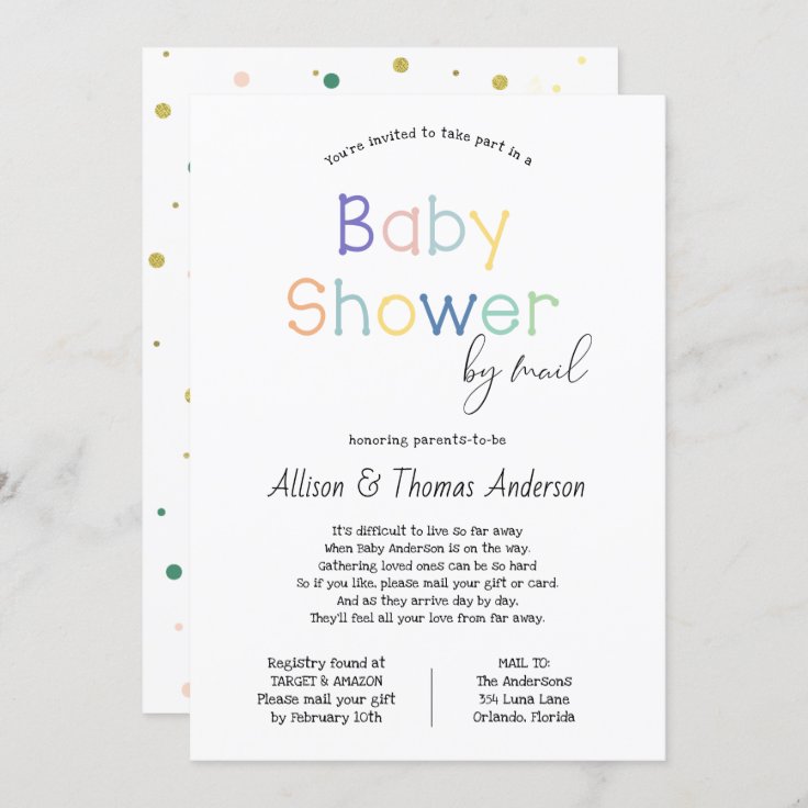 Baby Shower by Mail Invitation Zazzle
