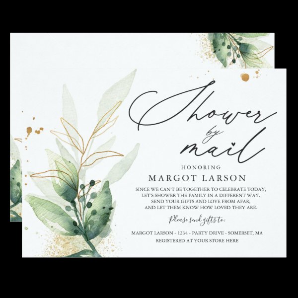 Baby Shower By Mail Invitation Greenery &amp