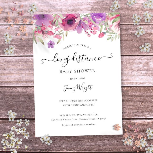 Baby Shower By Mail Long Distance Sprinkle Floral Invitation (Baby Shower By Mail Long Distance Sprinkle Floral Invitation)
