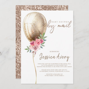 Baby Shower by Mail Luxury Beige Balloon Glitter Invitation