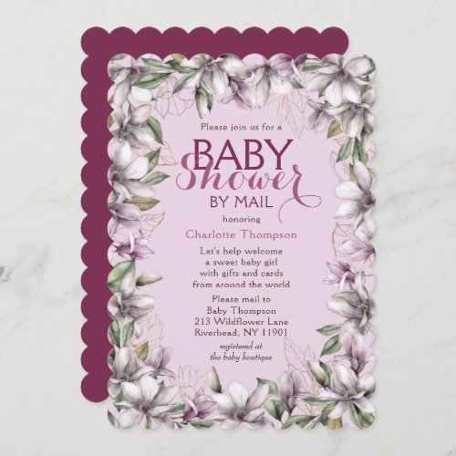 Baby Shower By Mail Magnolia Watercolor Floral Invitation