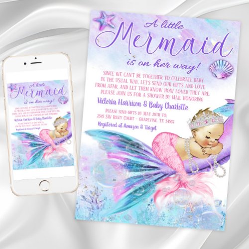 Baby Shower By Mail Mermaid Baby Shower Invitation