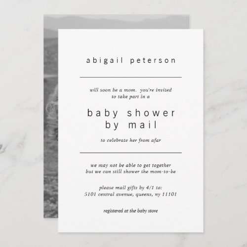 Baby Shower by Mail Minimalist Photo Invitation