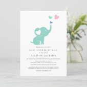 Baby Shower By Mail Mint Green Elephant Invitation (Standing Front)