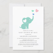 Baby Shower By Mail Mint Green Elephant Invitation (Front)