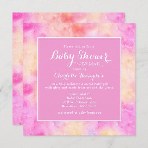 Baby Shower By Mail Modern Abstract Pink Orange Invitation