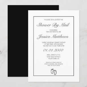 Baby Shower By Mail Modern Minimalist White Black Invitation