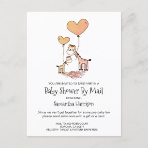Baby Shower By Mail Mom And Baby Giraffe Invitation Postcard