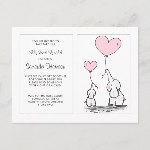 Baby Shower By Mail Mom Baby Elephant Invitation Postcard