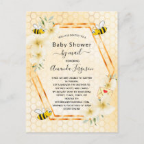 Baby Shower by mail mom to bee yellow floral Postcard
