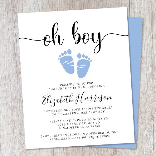 Baby Shower By Mail Oh Boy Blue Budget Invitation