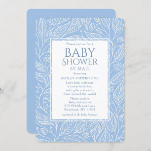 Baby Shower By Mail Pastel Blue Floral Pattern Invitation