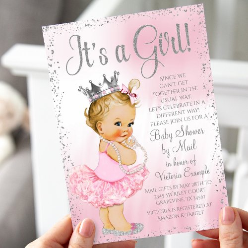 Baby Shower by Mail Pink Princess Baby Shower Invitation