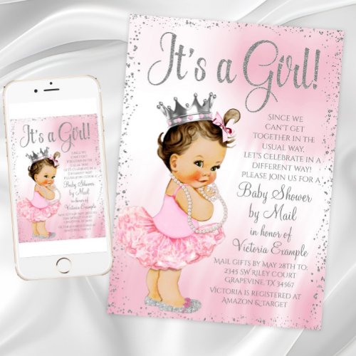 Baby Shower by Mail Pink Princess Tutu Baby Shower Invitation