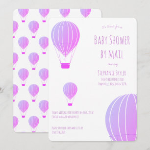 Baby Shower by Mail Purple Hot Air Balloon Invitation