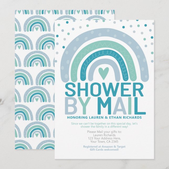 Baby Shower by Mail Rainbow Invitation (Front/Back)