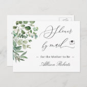 Baby Shower By Mail Simple Elegant Eucalyptus Postcard (Front/Back)