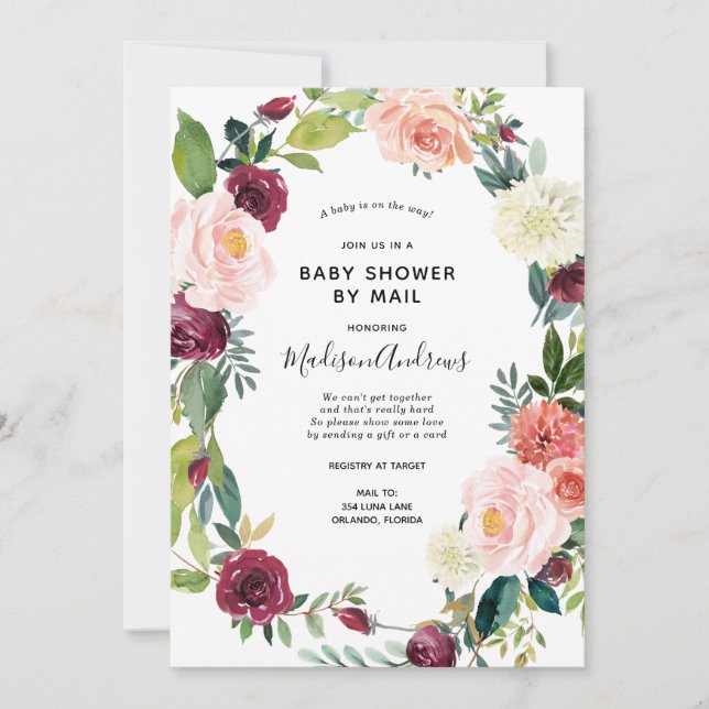 Baby Shower by Mail Spring Floral invitation (Front)