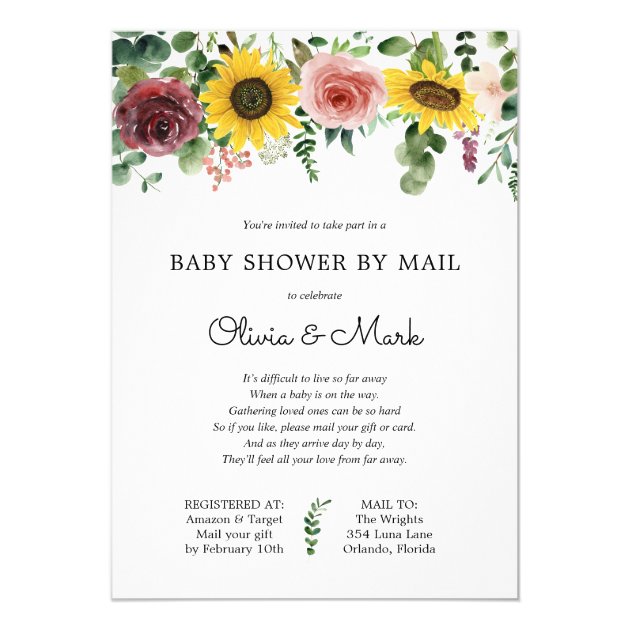roses and sunflower baby shower