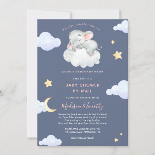 Baby Shower by Mail Twinkle Little Star Elephant Invitation