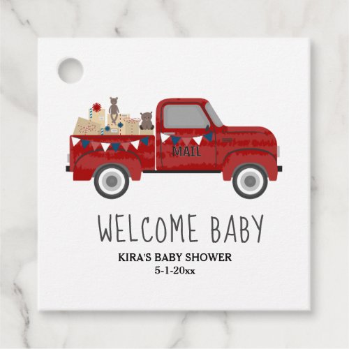 Baby Shower By Mail Vintage Red Truck  Favor Tags