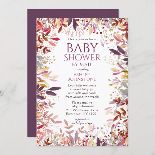 Baby Shower By Mail Watercolor Wildflower Floral Invitation
