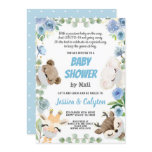 Baby Shower By Mail Woodland Animal Blue Rose Invitation Baby Shower By Mail Woodland Animal Blue Rose Invitation